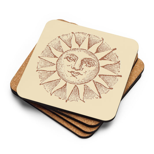 Vintage Sun Cork-Back Coaster