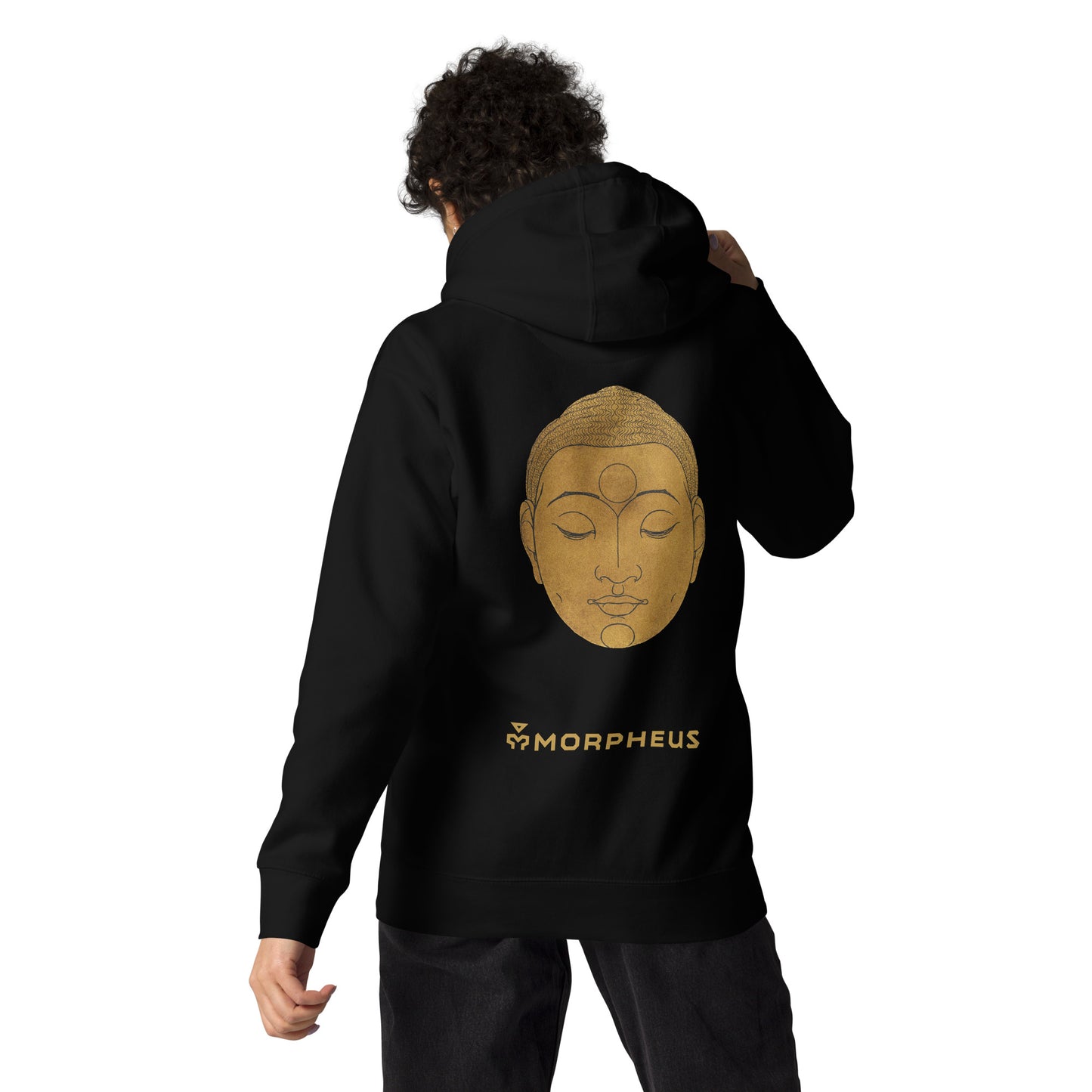 Gold Buddha Face Black Hoodie